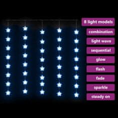 shumee 8 funkciós csillagdíszes fényfüggöny 200 kék LED-del