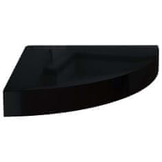 Greatstore magasfényű fekete MDF lebegő sarokpolc 25 x 25 x 3,8 cm