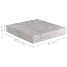 Greatstore 2 db betonszürke MDF lebegő fali polc 23 x 23,5 x 3,8 cm