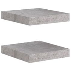 Greatstore 2 db betonszürke MDF lebegő fali polc 23 x 23,5 x 3,8 cm