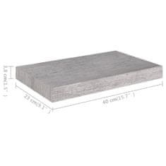 Greatstore 2 db betonszürke MDF lebegő fali polc 40 x 23 x 3,8 cm