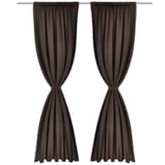 Greatstore 130372 2 pcs Brown Slot-Headed Blackout Curtains 135 x 245 cm