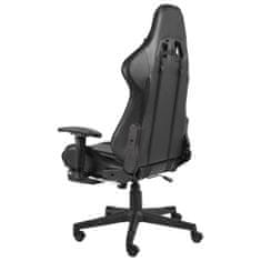 Greatstore fekete PVC forgó gamer szék lábtartóval