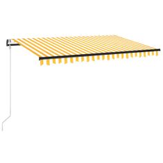 Greatstore sárga-fehér szélérzékelős és LED-es napellenző 450 x 350 cm