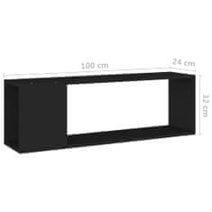 shumee fekete forgácslap TV-szekrény 100 x 24 x 32 cm