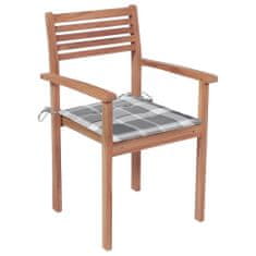 shumee 8 db rakásolható tömör tíkfa kerti szék párnákkal