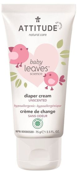 Attitude Cinket tartalmazó Baby leaves krém pelenkakiütés ellen, illat nélküli, 75 ml