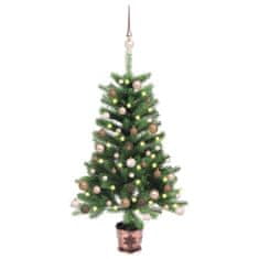 Vidaxl zöld megvilágított műkarácsonyfa gömb szettel 65 cm 3077637