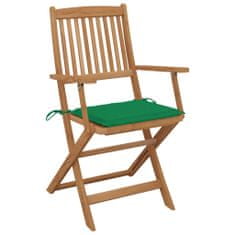 Greatstore 4 db összecsukható tömör akácfa kerti szék párnákkal
