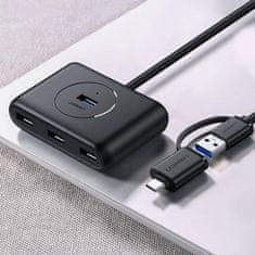 Ugreen CR113 HUB adapter 4x USB / USB-C 1m, fekete