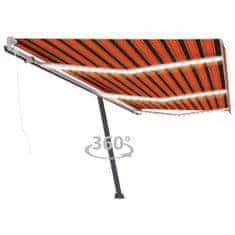 Greatstore narancssárga-barna szélérzékelős és LED-es napellenző 600x300cm