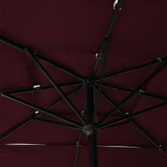 Greatstore 3 szintes bordó napernyő alumíniumrúddal 2,5 x 2,5 m