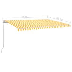 shumee sárga és fehér kézzel kihúzható napellenző 500 x 300 cm