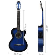 shumee 6 húros kék cutaway western akusztikus gitár equalizerrel 