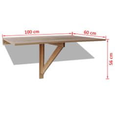 shumee tölgyszínű fali lehajtható asztal 100 x 60 cm