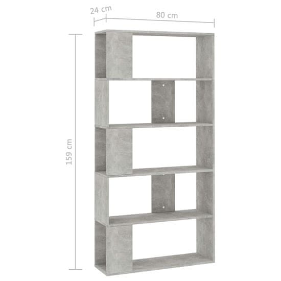 Vidaxl betonszürke forgácslap könyvszekrény/térelválasztó 80x24x159 cm