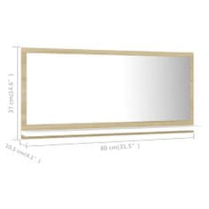 Greatstore fehér-sonoma színű forgácslap fürdőszobai tükör 80x10,5x37 cm