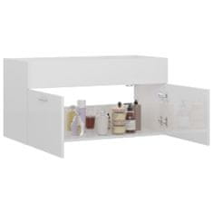 shumee magasfényű fehér forgácslap mosdószekrény 90 x 38,5 x 46 cm
