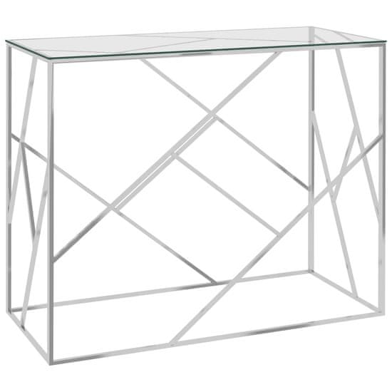 shumee ezüstszínű rozsdamentes acél és üveg kisasztal 90 x 40 x 75 cm