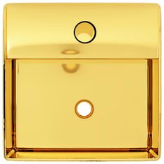 Greatstore aranyszínű kerámia mosdókagyló csap furattal 38 x 30 x 11,5 cm