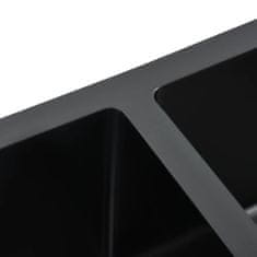 Greatstore fekete kézzel készült rozsdamentes acél mosogató szűrővel