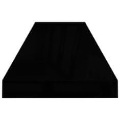 shumee 2 db magasfényű fekete MDF fali polc 90 x 23,5 x 3,8 cm