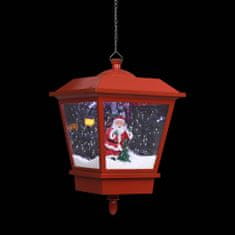 shumee piros karácsonyi függőlámpa LED-ekkel és Mikulással 27x27x45 cm