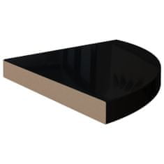 Greatstore magasfényű fekete MDF lebegő sarokpolc 35 x 35 x 3,8 cm