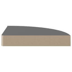Greatstore magasfényű szürke MDF lebegő sarokpolc 25 x 25 x 3,8 cm
