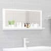 magasfényű fehér forgácslap fürdőszobai tükör 90x10,5x37 cm