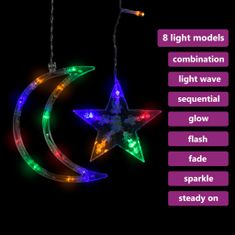 shumee csillag és hold fényfüzér 138 színes LED-del és távirányítóval