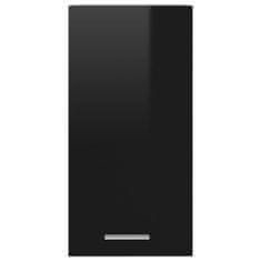 Greatstore magasfényű fekete forgácslap függő szekrény 29,5 x 31 x 60 cm
