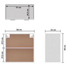 Greatstore magasfényű fehér forgácslap függő szekrény 60 x 31 x 60 cm