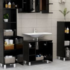 Greatstore fekete forgácslap fürdőszobaszekrény 60 x 32 x 53,5 cm