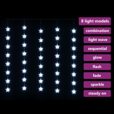 shumee 8 funkciós csillagdíszes fényfüggöny 200 hideg fehér LED-del