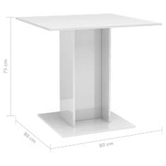 shumee 800258 Dining Table High Gloss White 80x80x75 cm Chipboard