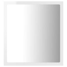 shumee magasfényű fehér LED-es mérnöki fa fürdőszobatükör 40x8,5x37 cm