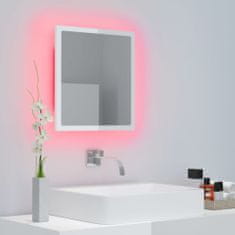 shumee magasfényű fehér LED-es mérnöki fa fürdőszobatükör 40x8,5x37 cm