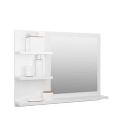 shumee magasfényű fehér forgácslap fürdőszobai tükör 60 x 10,5 x 45 cm