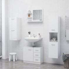 shumee magasfényű fehér forgácslap fürdőszobai tükör 60 x 10,5 x 45 cm