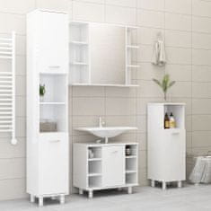 shumee magasfényű fehér forgácslap fürdőszobaszekrény 30 x 30 x 95 cm