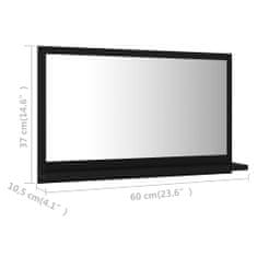 Greatstore fekete forgácslap fürdőszobai tükör 60 x 10,5 x 37 cm
