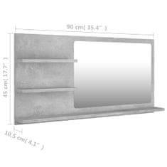 Greatstore betonszürke forgácslap fürdőszobai tükör 90 x 10,5 x 45 cm