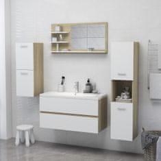 Greatstore fehér és sonoma színű forgácslap fürdőszobai tükör 90x10,5x45cm