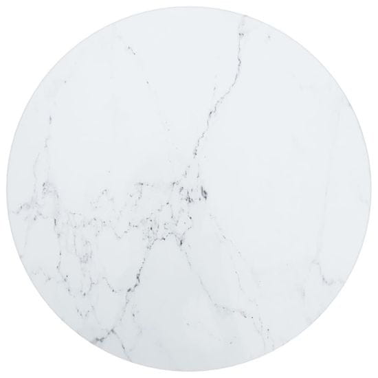 Greatstore fehér edzett üveg asztallap márványdizájnnal Ø 30 x 0,8 cm
