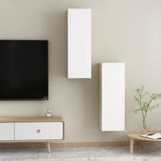 shumee 2 db fehér és tölgyszínű forgácslap TV-szekrény 30,5x30x90 cm