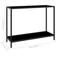 shumee fekete edzett üveg tálalóasztal 100 x 35 x 75 cm
