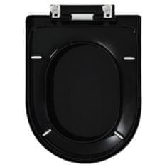 Greatstore fekete gyorsan szerelhető WC-ülőke lassan csukódó fedéllel