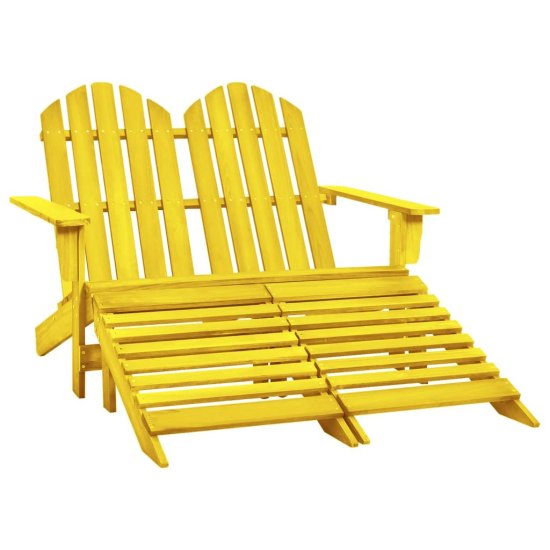 Vidaxl kétszemélyes sárga fenyőfa kerti adirondack szék és zsámoly 315914