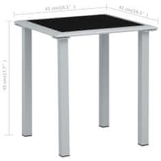shumee fekete és ezüst acél és üveg kerti asztal 41 x 41 x 45 cm